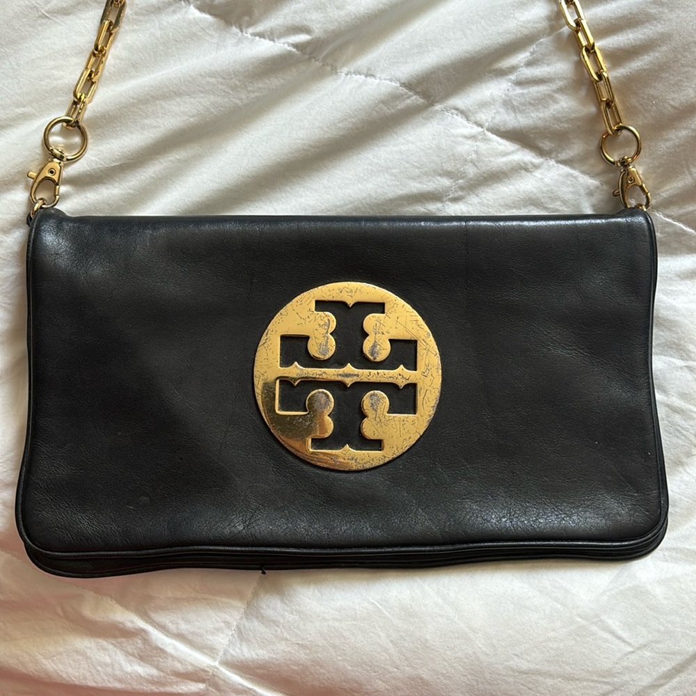 Tory Burch Reva Clutch shoulder bag Black leather